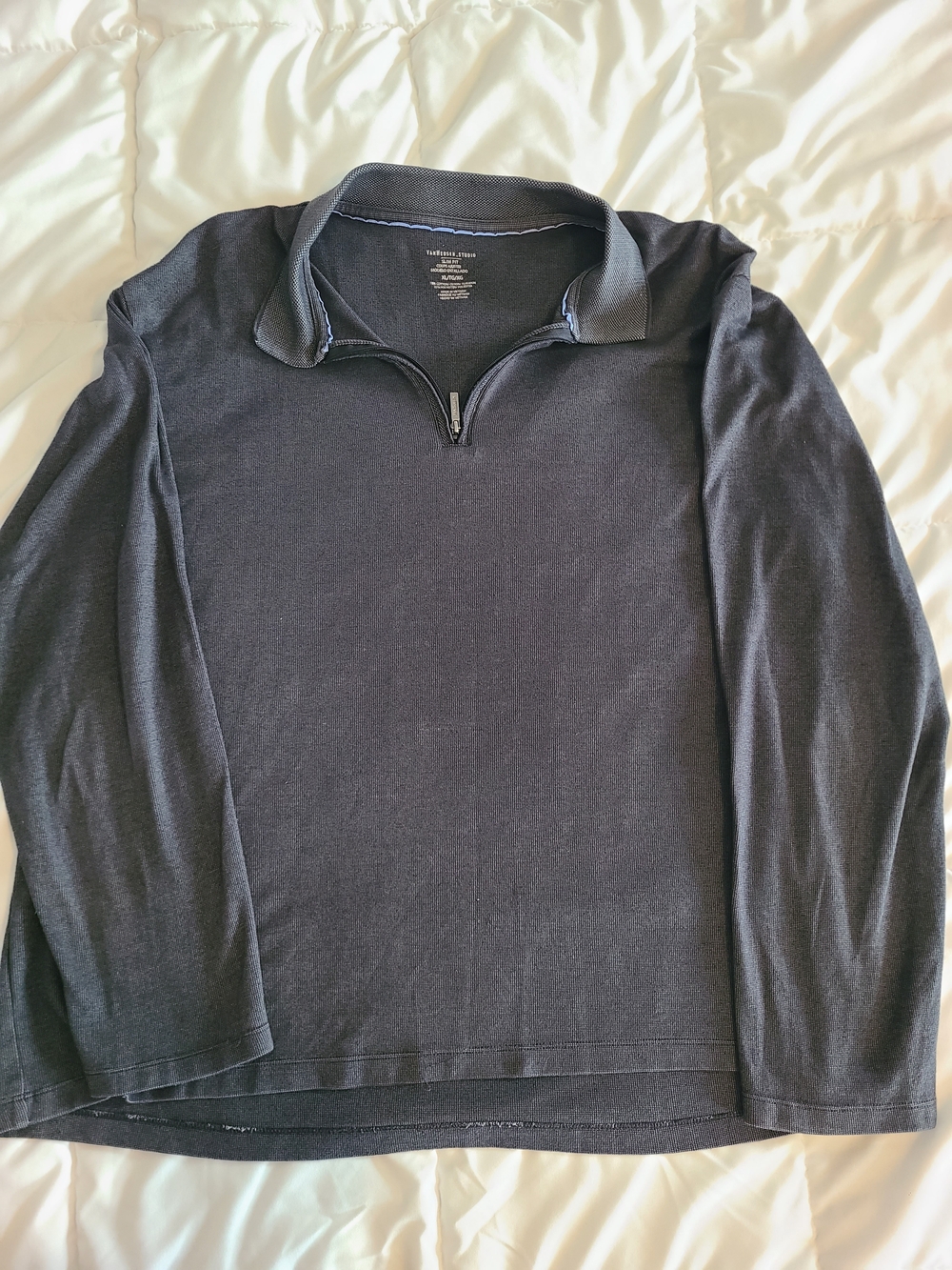 Van Heusen Men's Black Quarter-Zip Polo Sweater